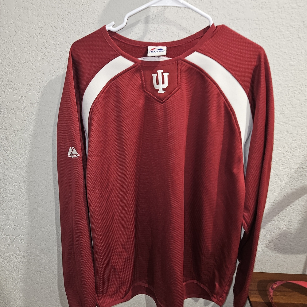 Majestic Men's Red and White Long Sleeve Shirt